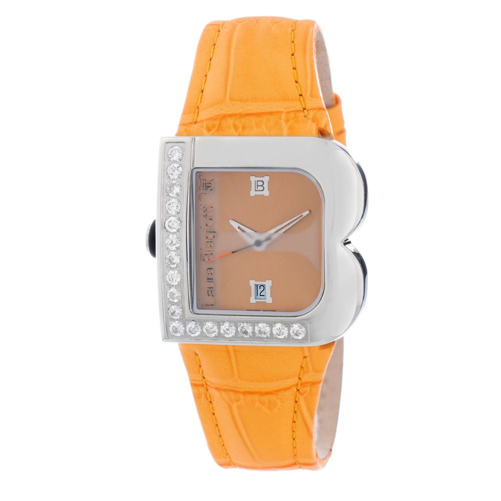Laura Biagiotti Orangefarbenes Lederkleid-Uhr