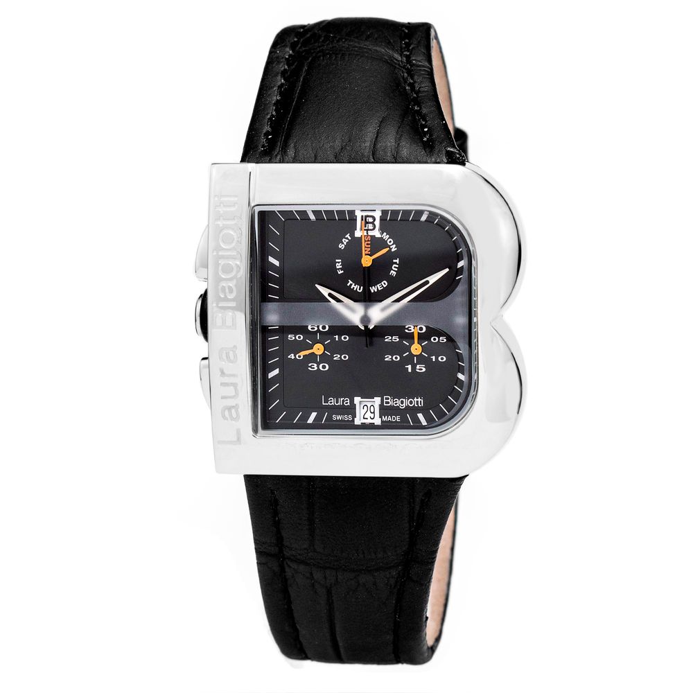 Laura Biagiotti Schwarze Lederkleid-Uhr