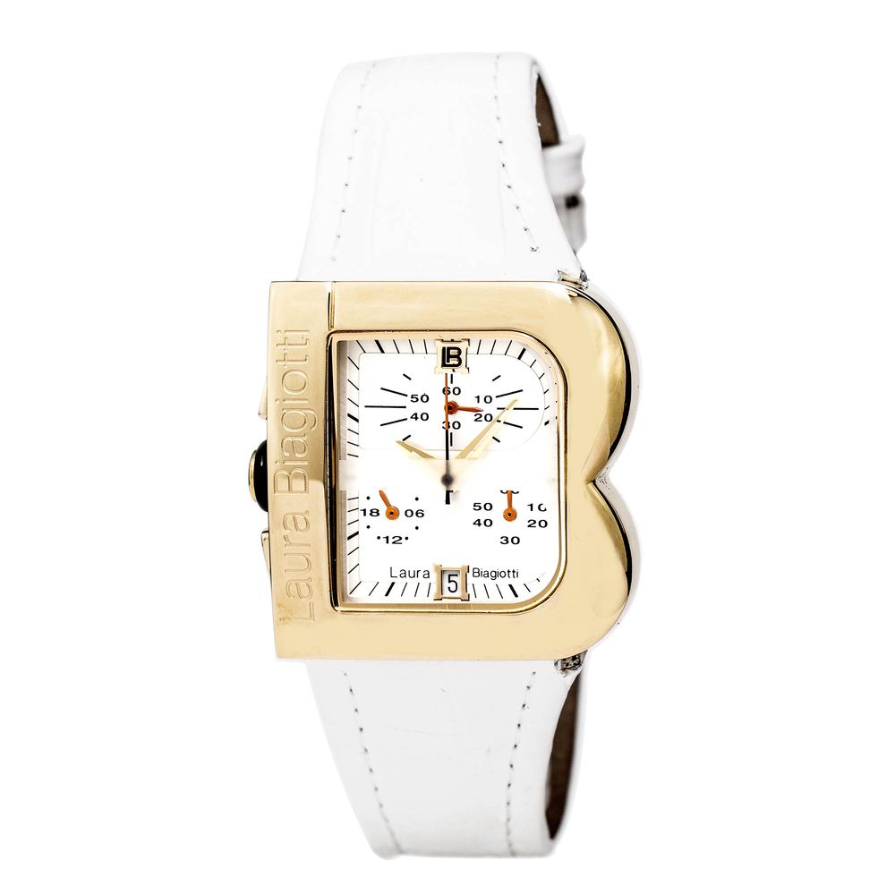Laura Biagiotti Weiße Lederkleid-Uhr