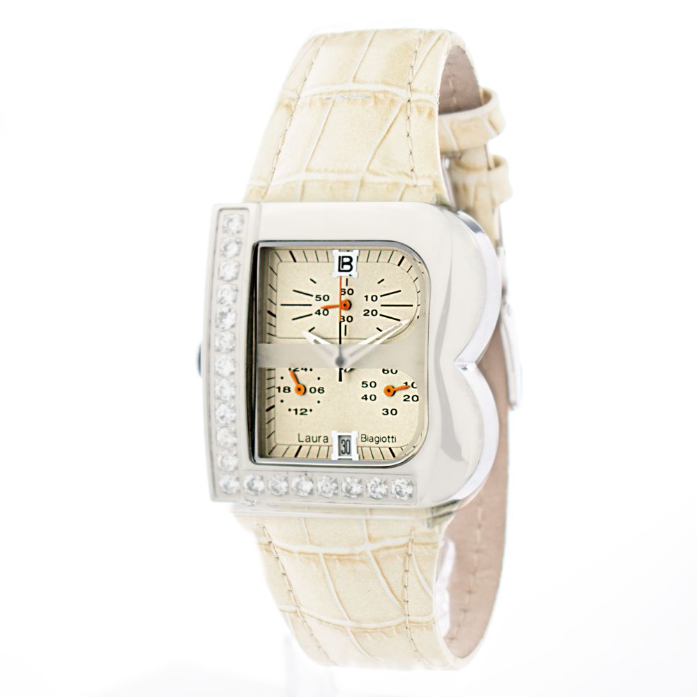 Laura Biagiotti Beige Lederkleid Uhr