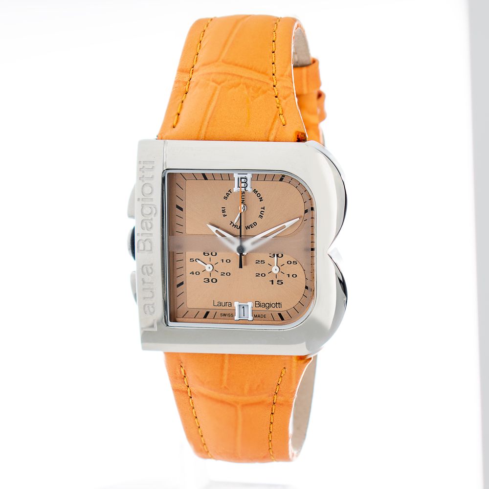 Laura Biagiotti Orange Lederkleid-Uhr