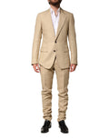 Dolce & Gabbana Beige Leinen Zweiteiler Sakko-Hose