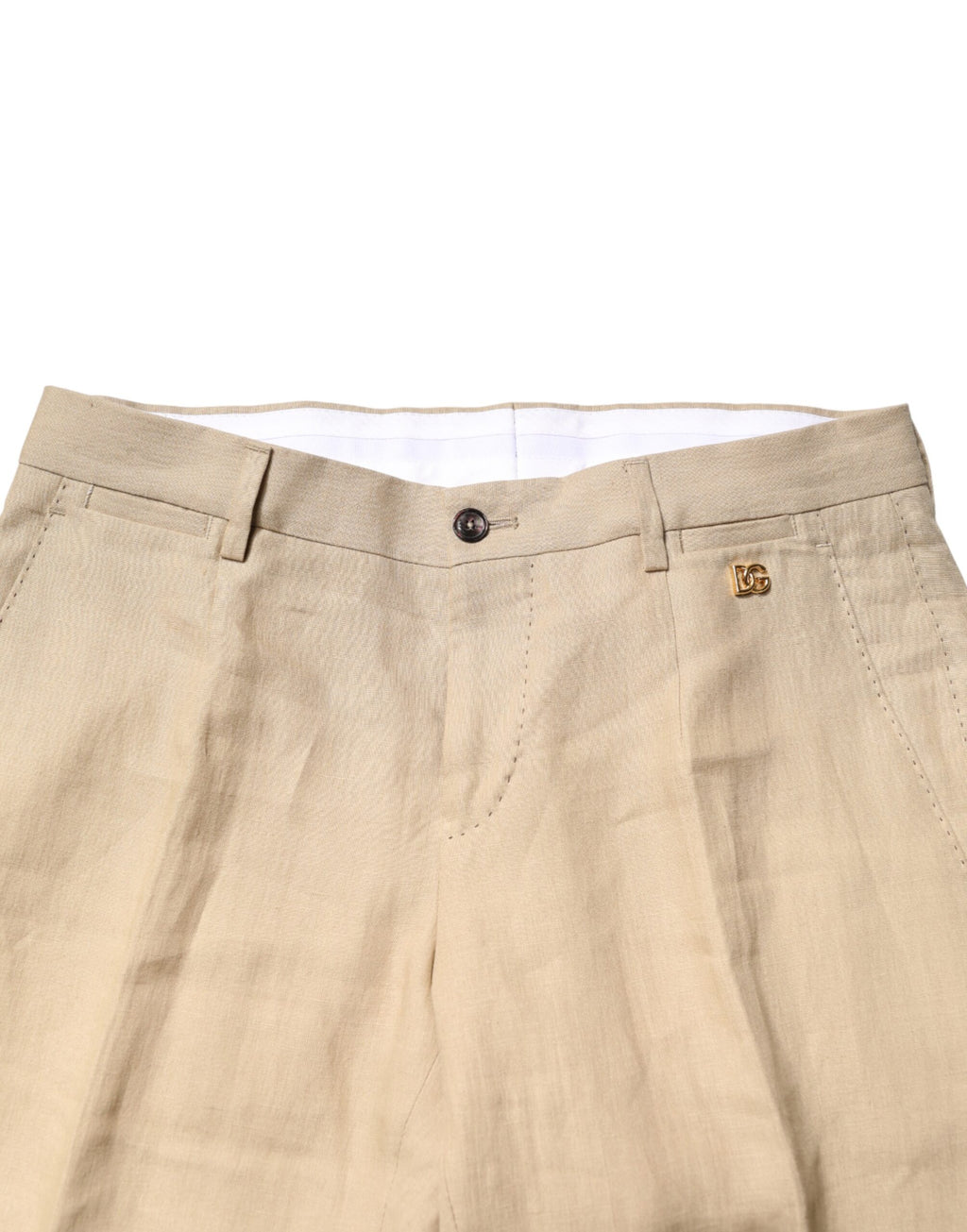 Dolce & Gabbana Beige Leinen Zweiteiler Sakko-Hose