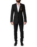 Dolce & Gabbana Schwarzer bestickter einreihiger 2-teiliger Anzug