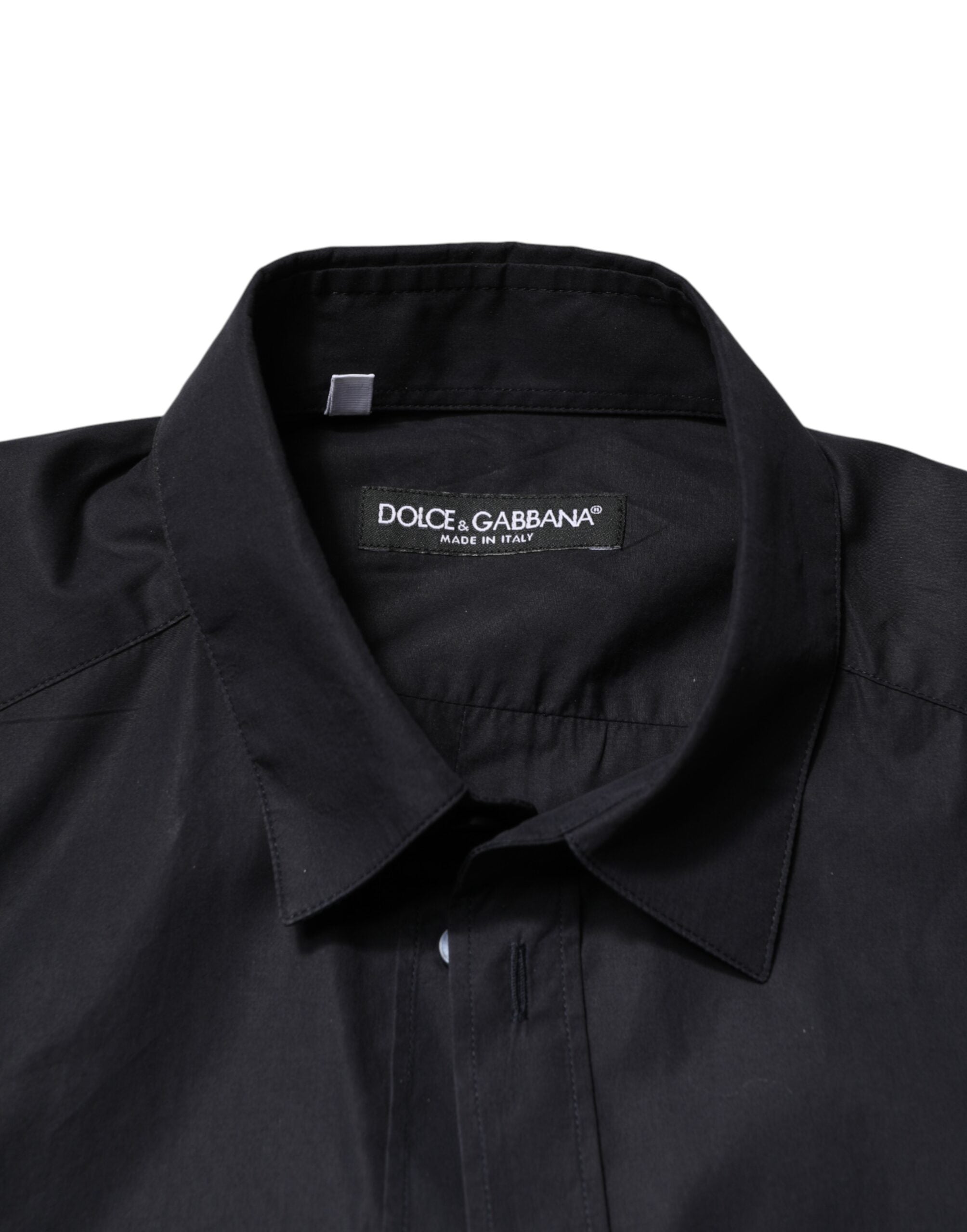 Dolce & Gabbana Schwarzes Baumwoll-Langarm-Hemdkleid