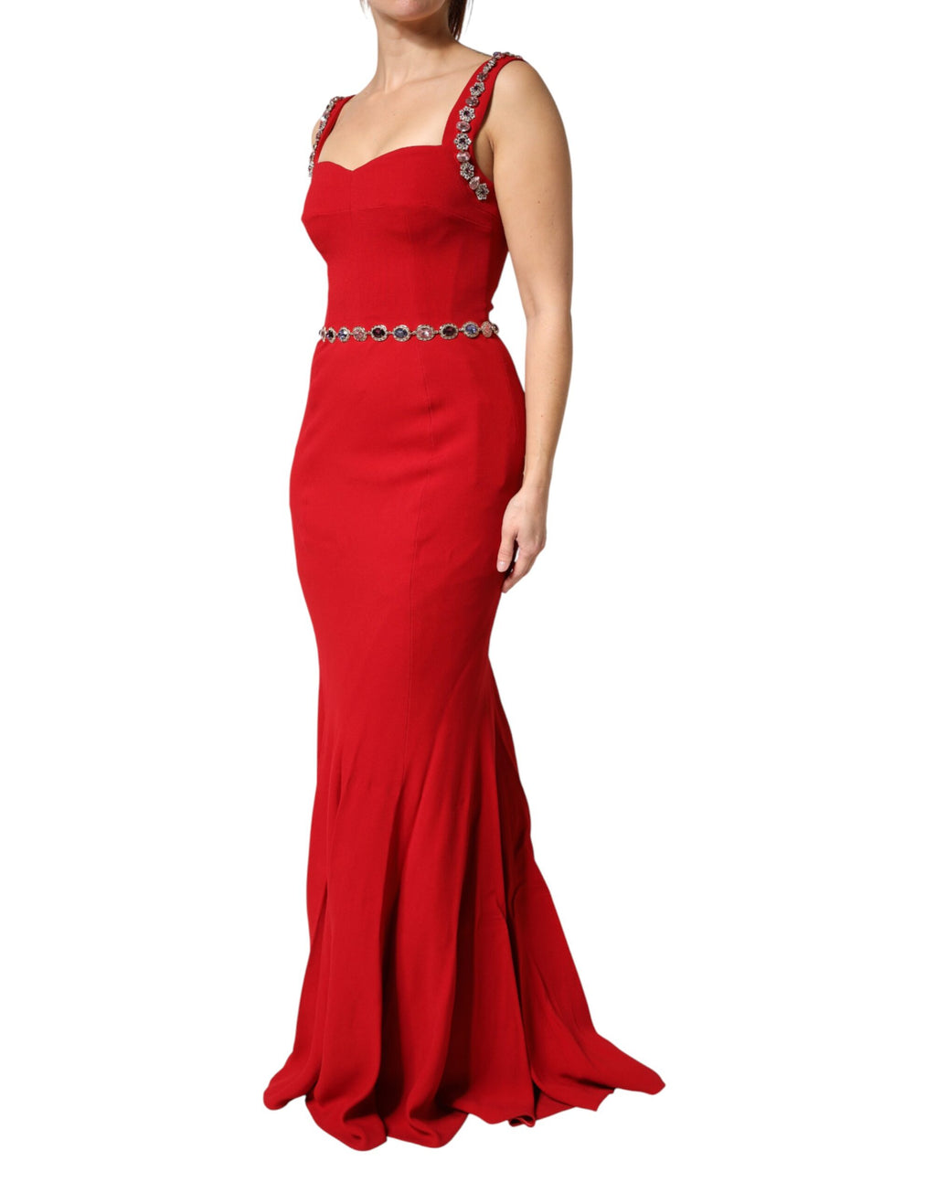 Dolce & Gabbana Red Embellished Cady Mermaid Gown