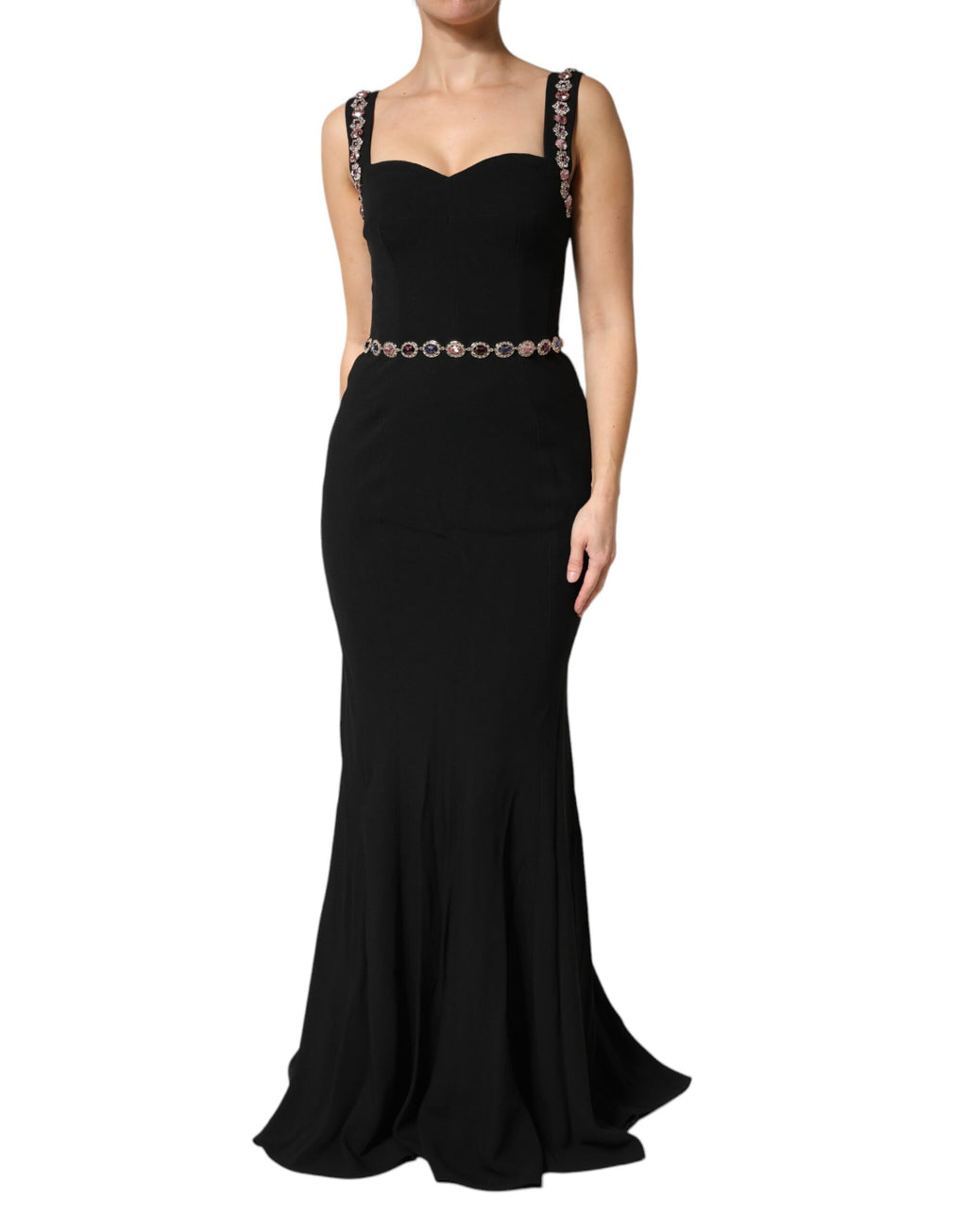 Dolce & Gabbana Black Embellished Sheath Mermaid Evening Dress