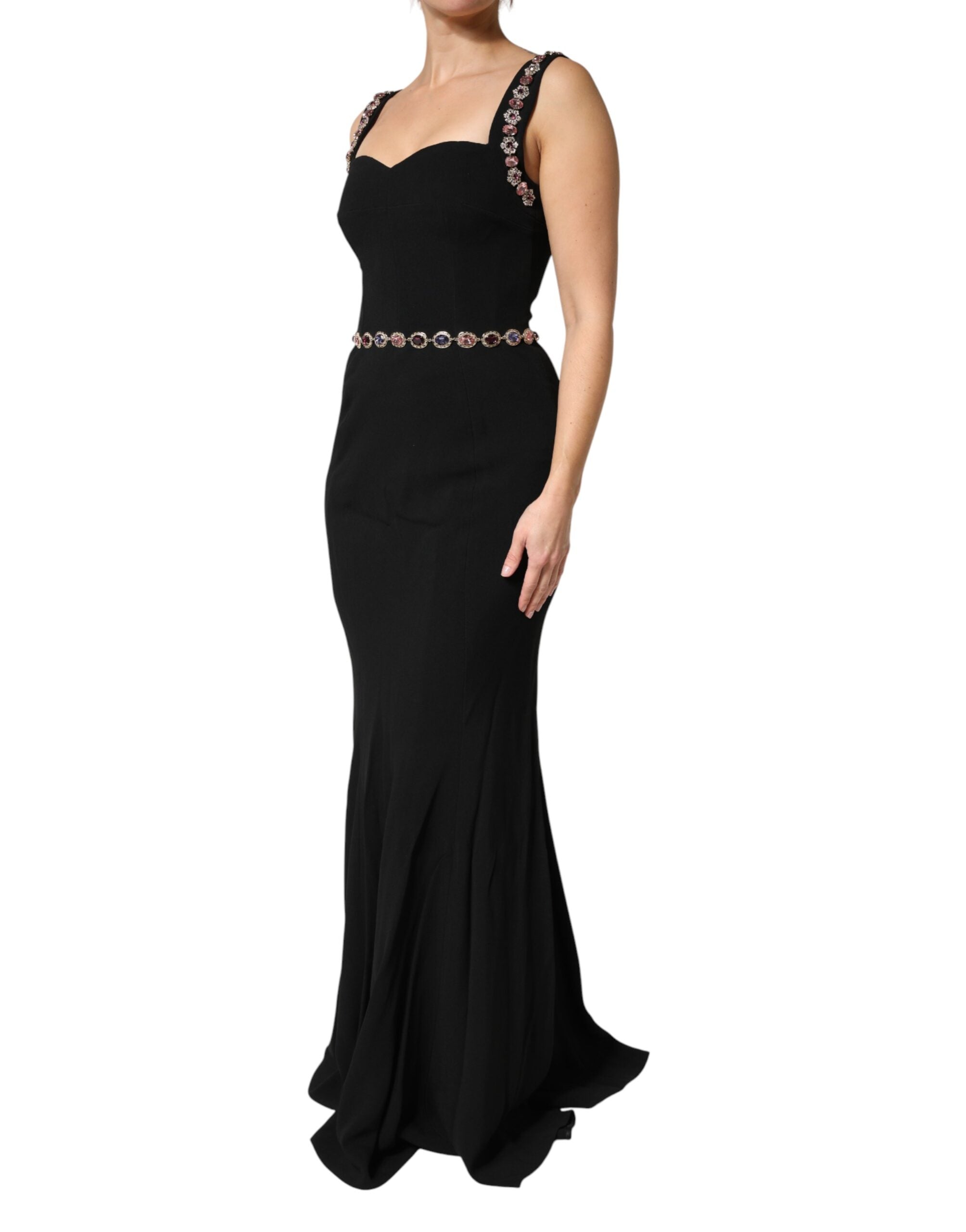 Dolce & Gabbana Black Embellished Sheath Mermaid Evening Dress