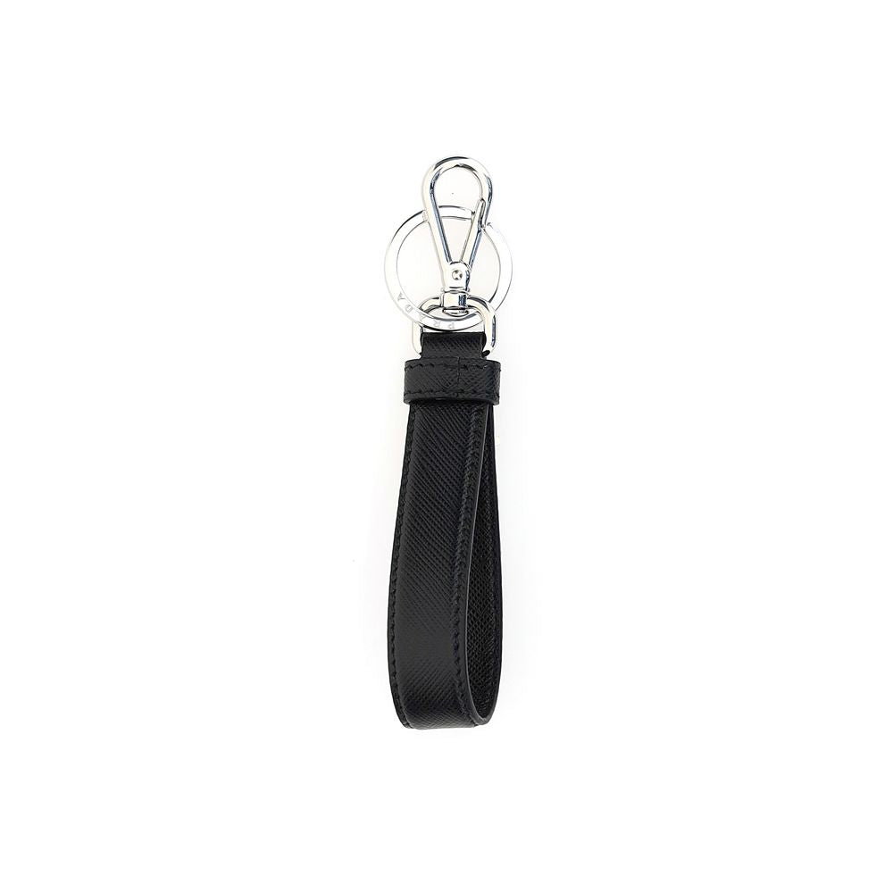 Prada Schwarzer Edelstahl-Schlüsselanhänger