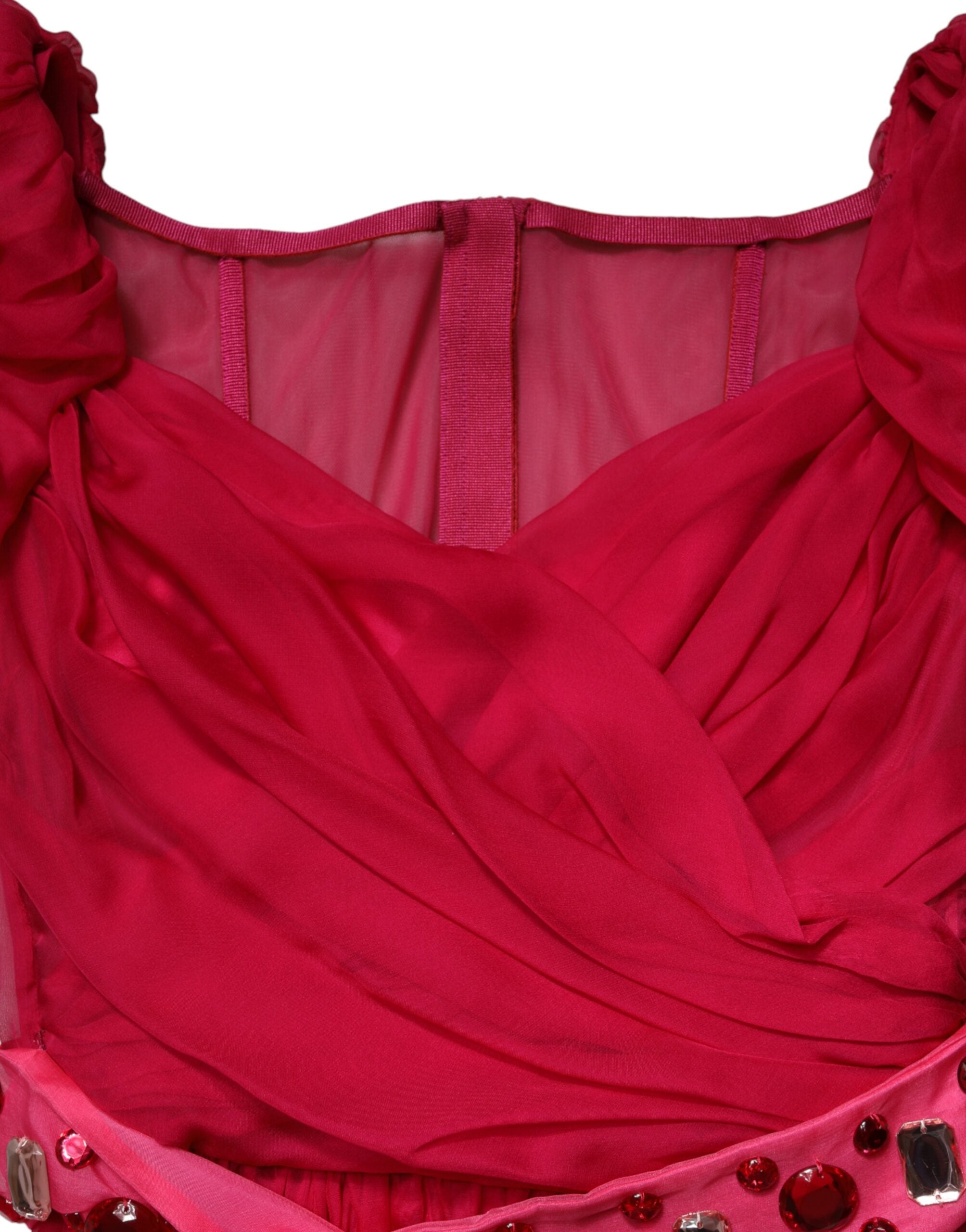 Dolce & Gabbana Pink Embellished A-line Silk Midi Dress