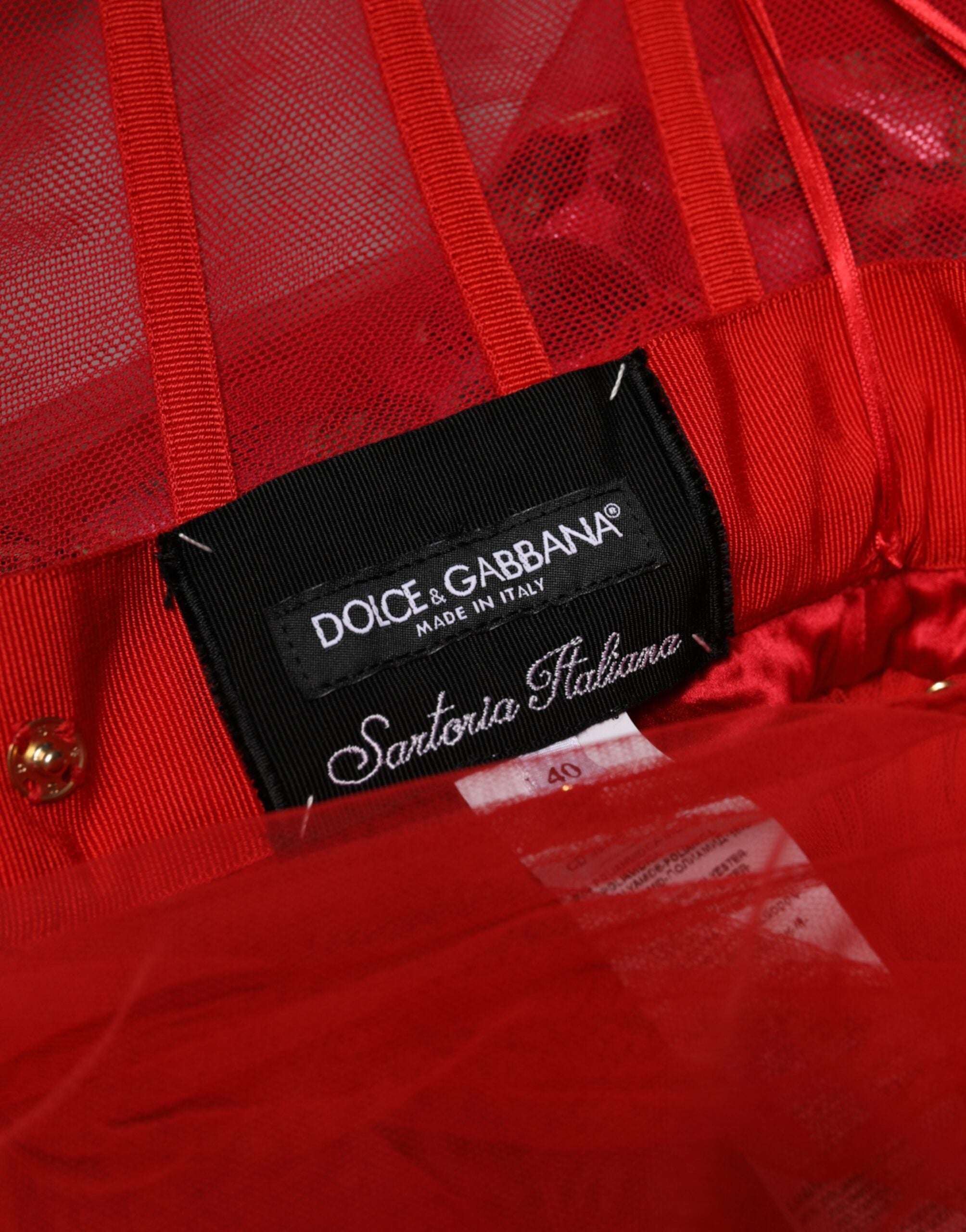 Dolce & Gabbana Red Floral Off-the-Shoulder A-Line Evening Gown