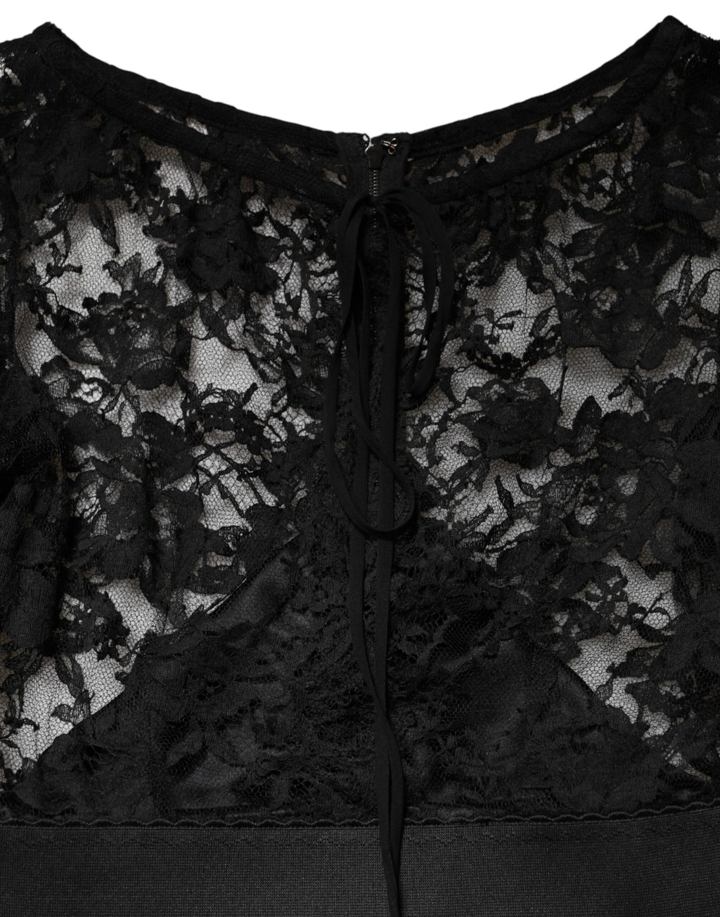 Dolce & Gabbana Black Cotton Sheath Dress with Lace Details, Midi-Length