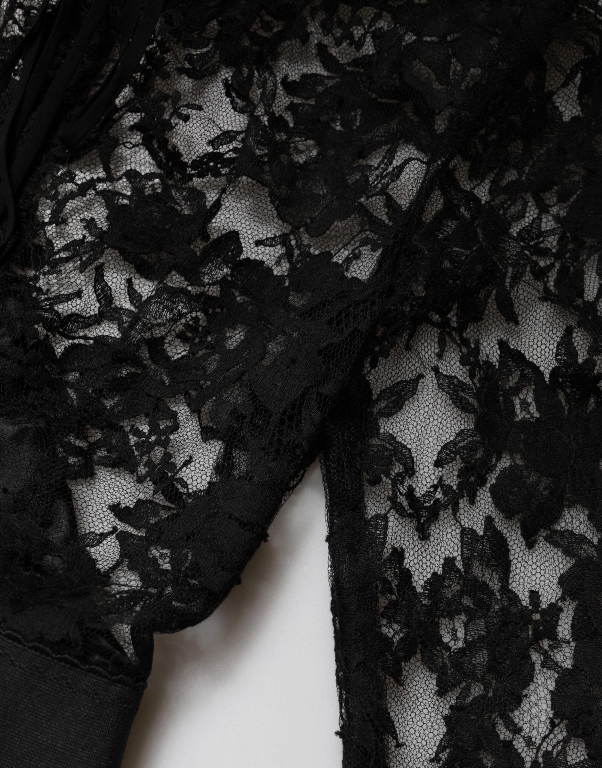 Dolce & Gabbana Black Cotton Sheath Dress with Lace Details, Midi-Length