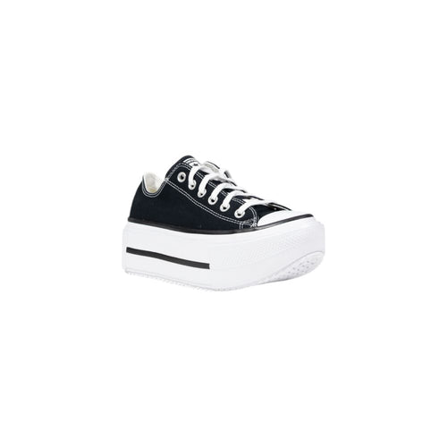 Converse Schwarze und weiße Stoff-Plateau-Sneaker