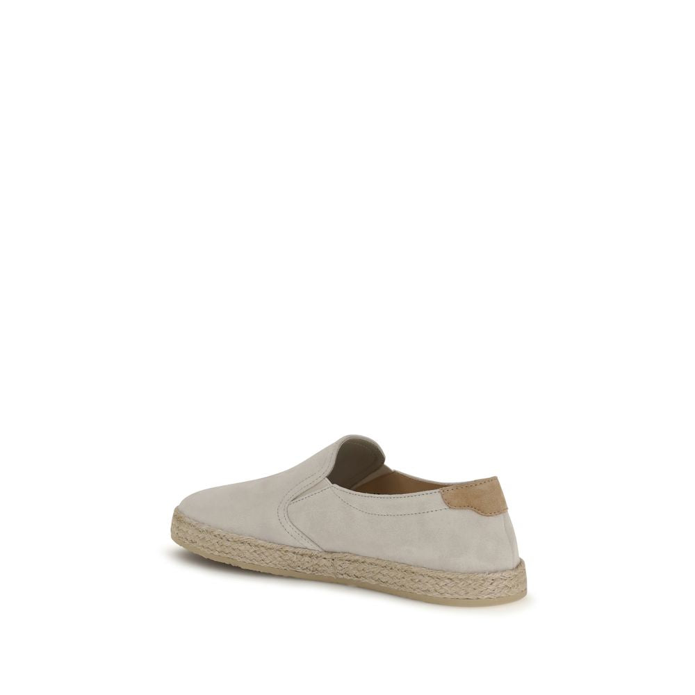 Brunello Cucinelli Graue Low-Top-Sneaker aus Kalbsleder Bos Taurus