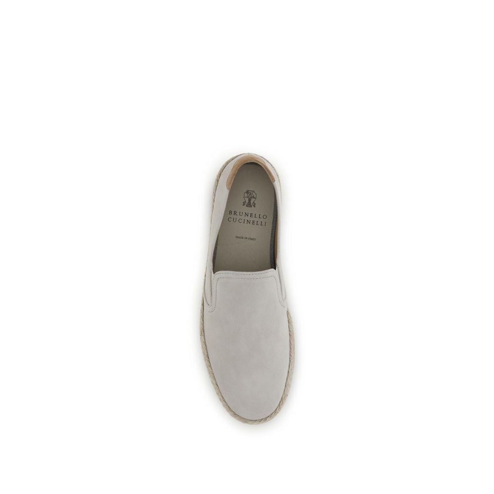Brunello Cucinelli Graue Low-Top-Sneaker aus Kalbsleder Bos Taurus