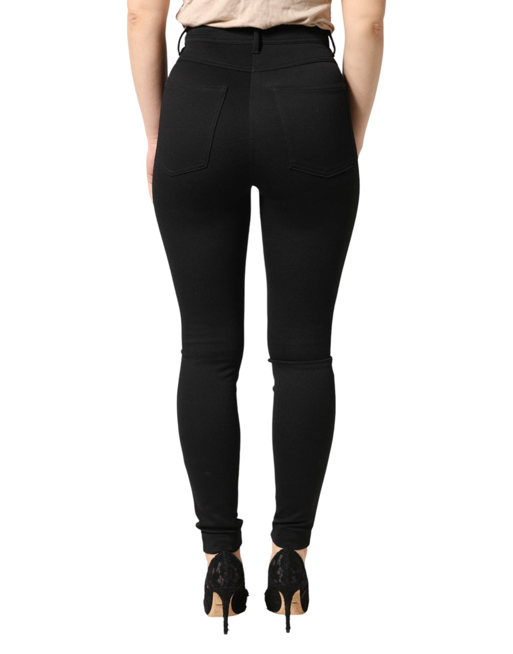 Dolce & Gabbana Black Skinny High-Waisted Trousers in Stretch Nylon