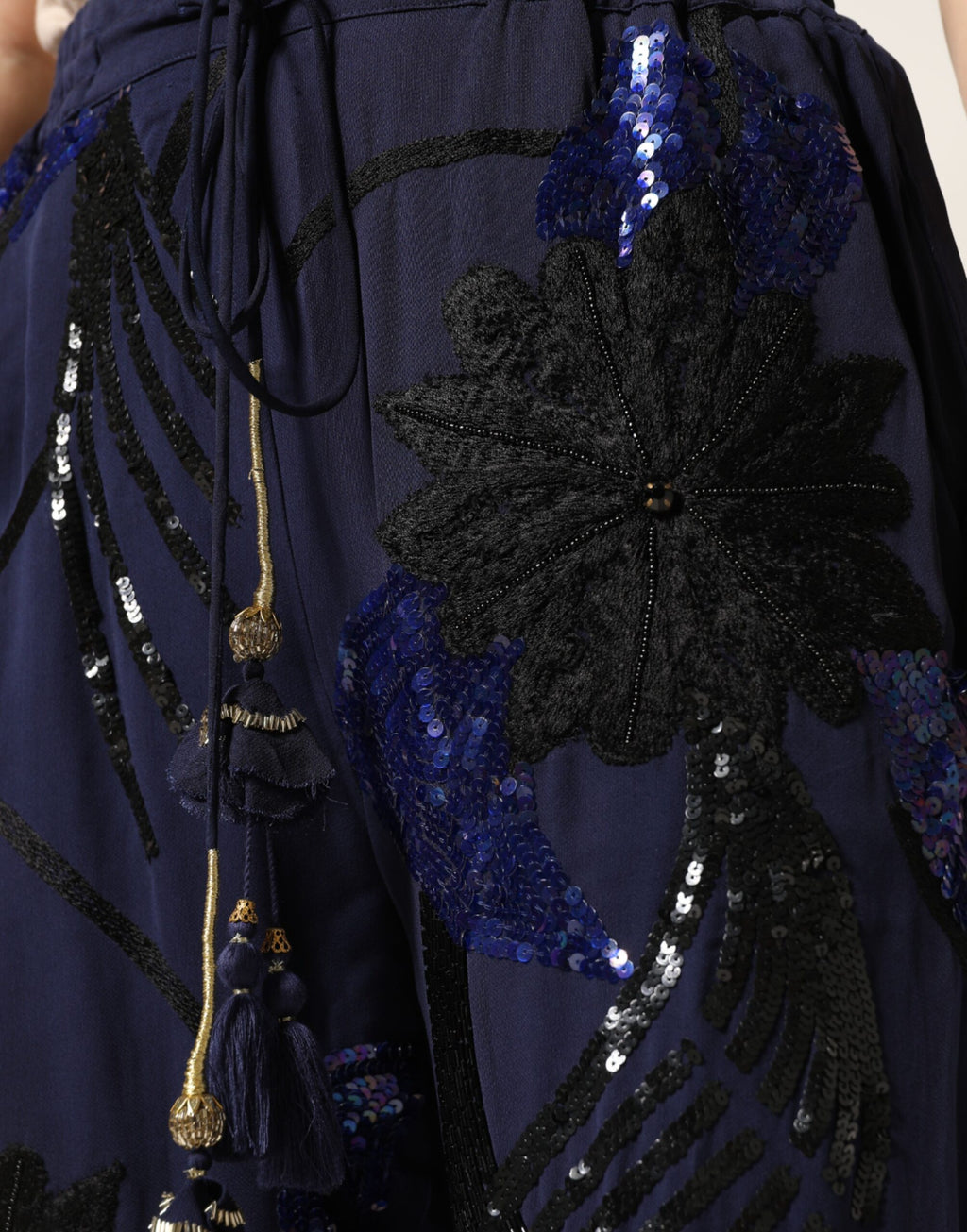 Christian Pellizzari Blaue Pailletten-Hose mit schmal zulaufendem Bein