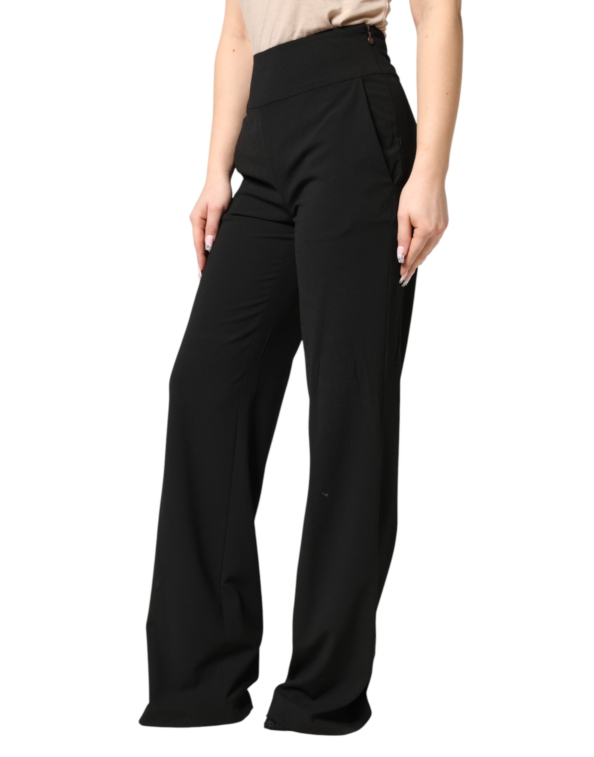 Just Cavalli Black High-Waist Straight Leg Suit Trousers