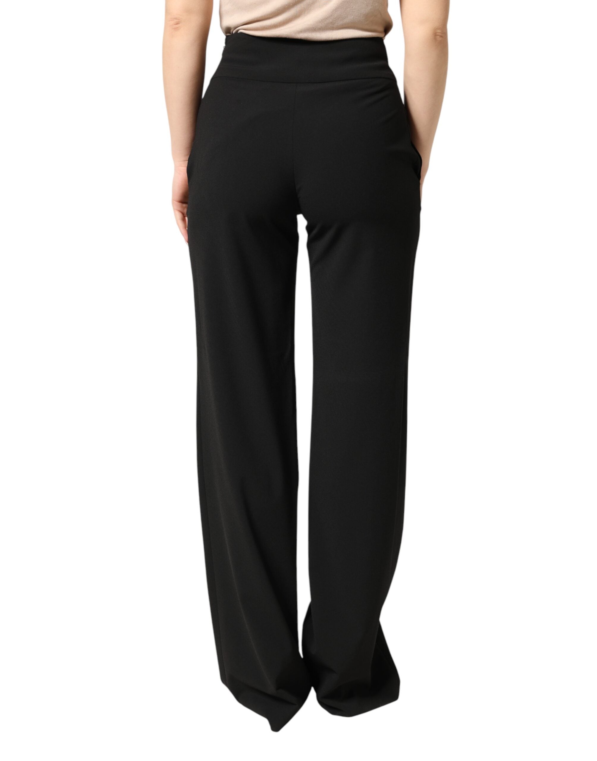 Just Cavalli Black High-Waist Straight Leg Suit Trousers
