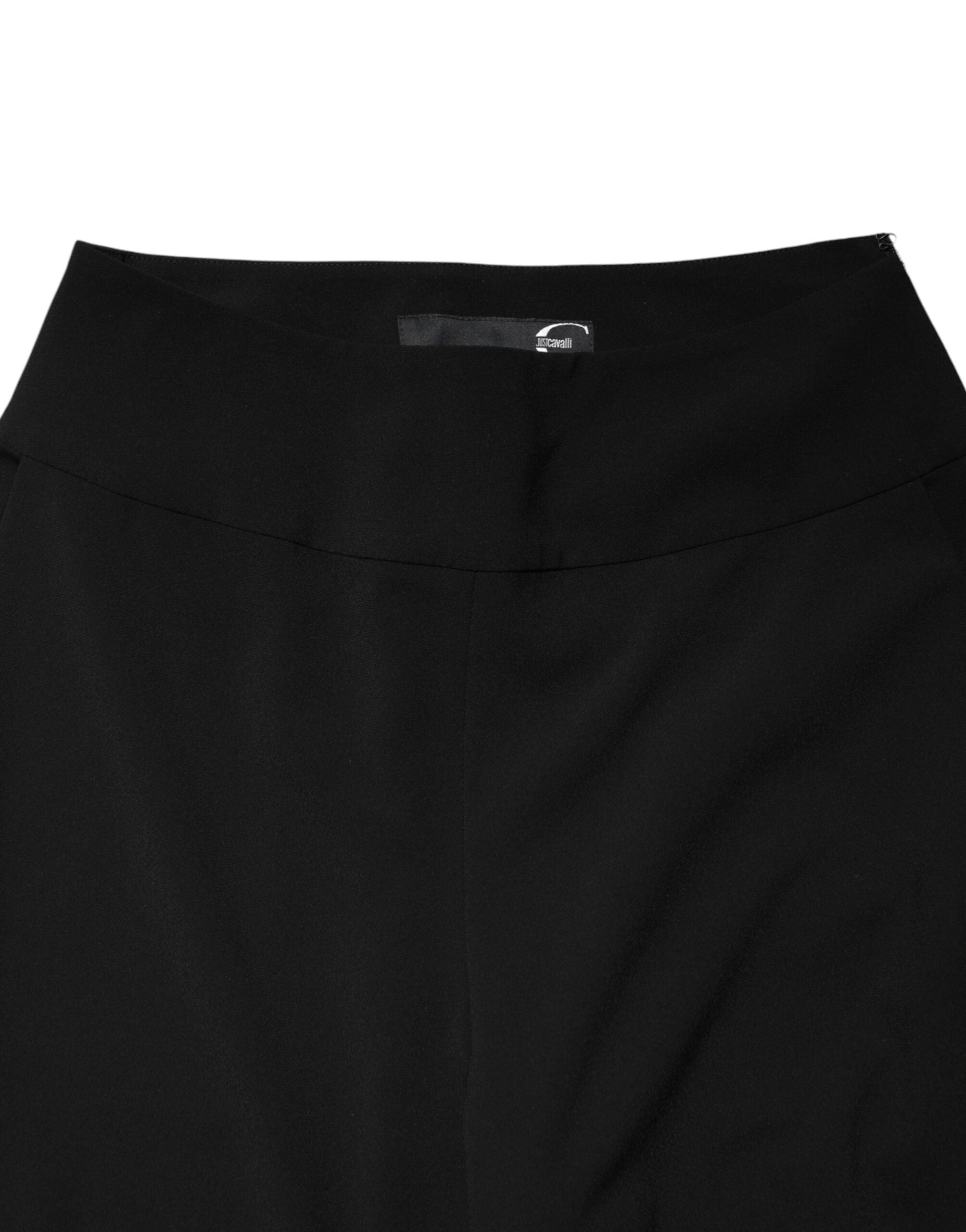 Just Cavalli Black High-Waist Straight Leg Suit Trousers