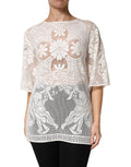Dolce & Gabbana White Cotton Blouse with Embroidery and Lace