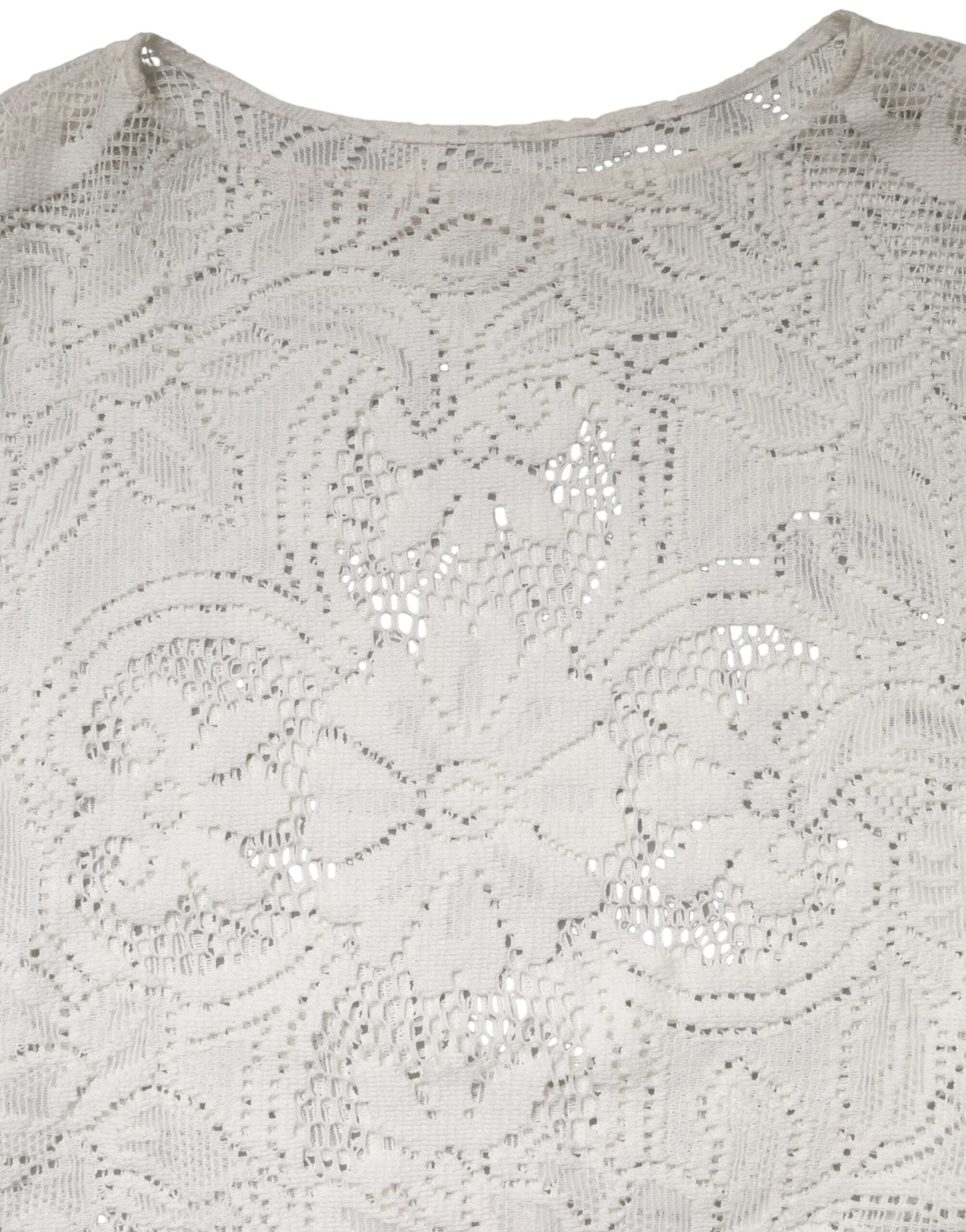 Dolce & Gabbana White Cotton Blouse with Embroidery and Lace