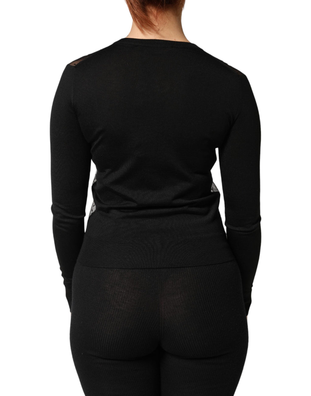 Dolce & Gabbana Schwarzer transparenter Cardigan-Pullover mit Knopfleiste