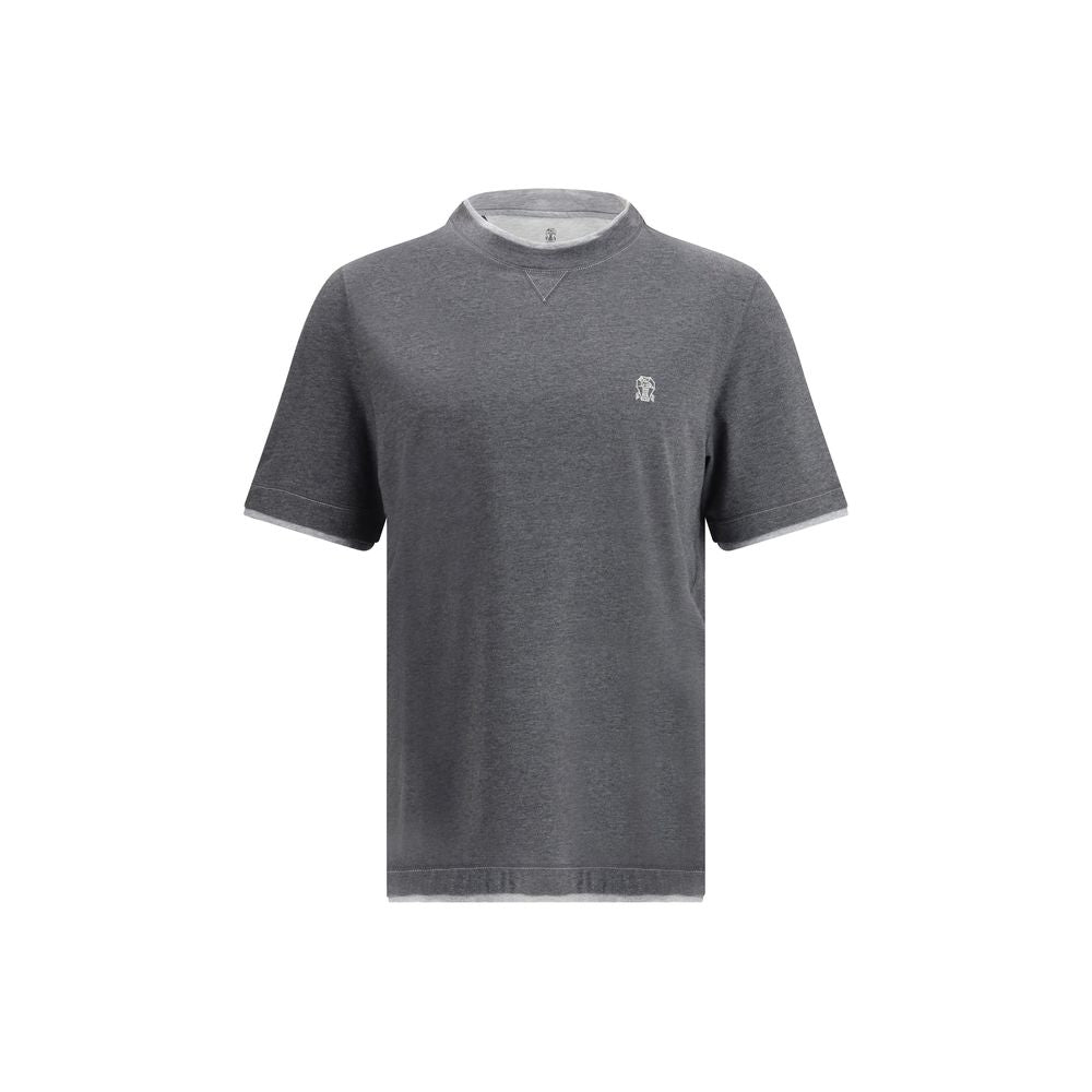 Brunello Cucinelli Graues Baumwoll-T-Shirt
