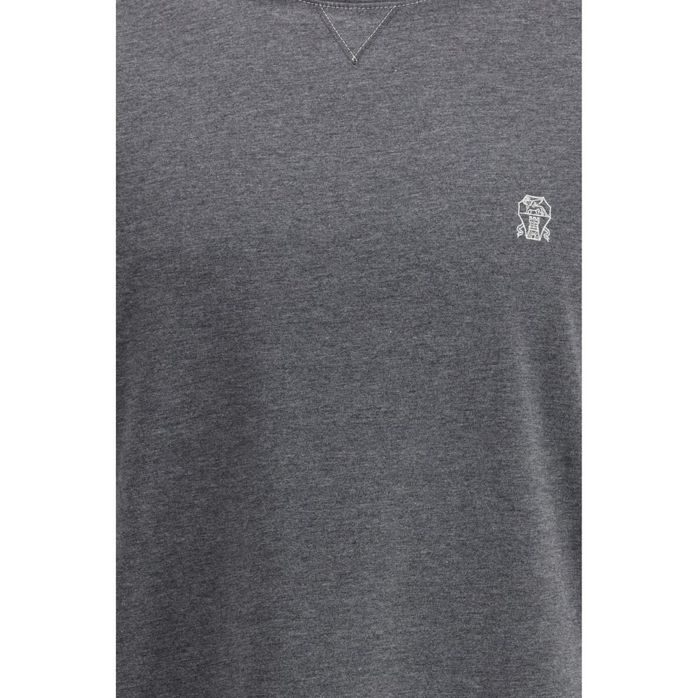 Brunello Cucinelli Graues Baumwoll-T-Shirt