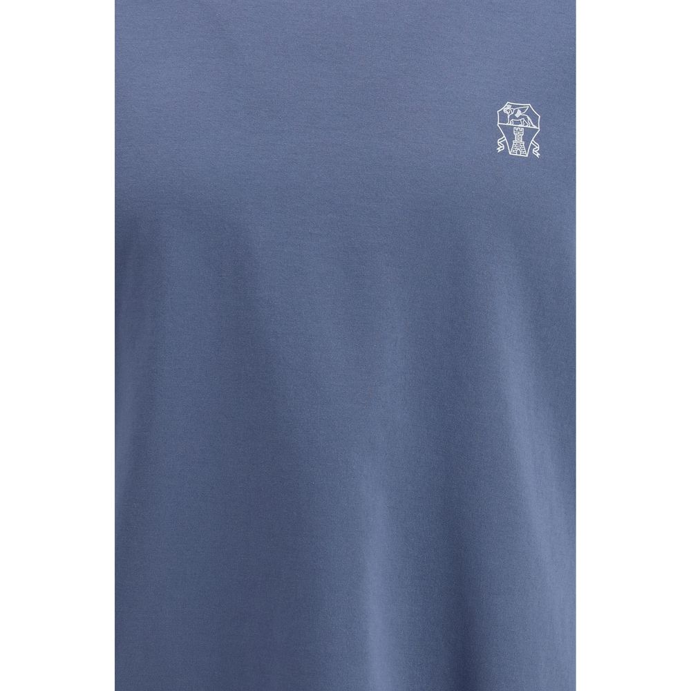 Brunello Cucinelli Blaues Baumwoll-T-Shirt