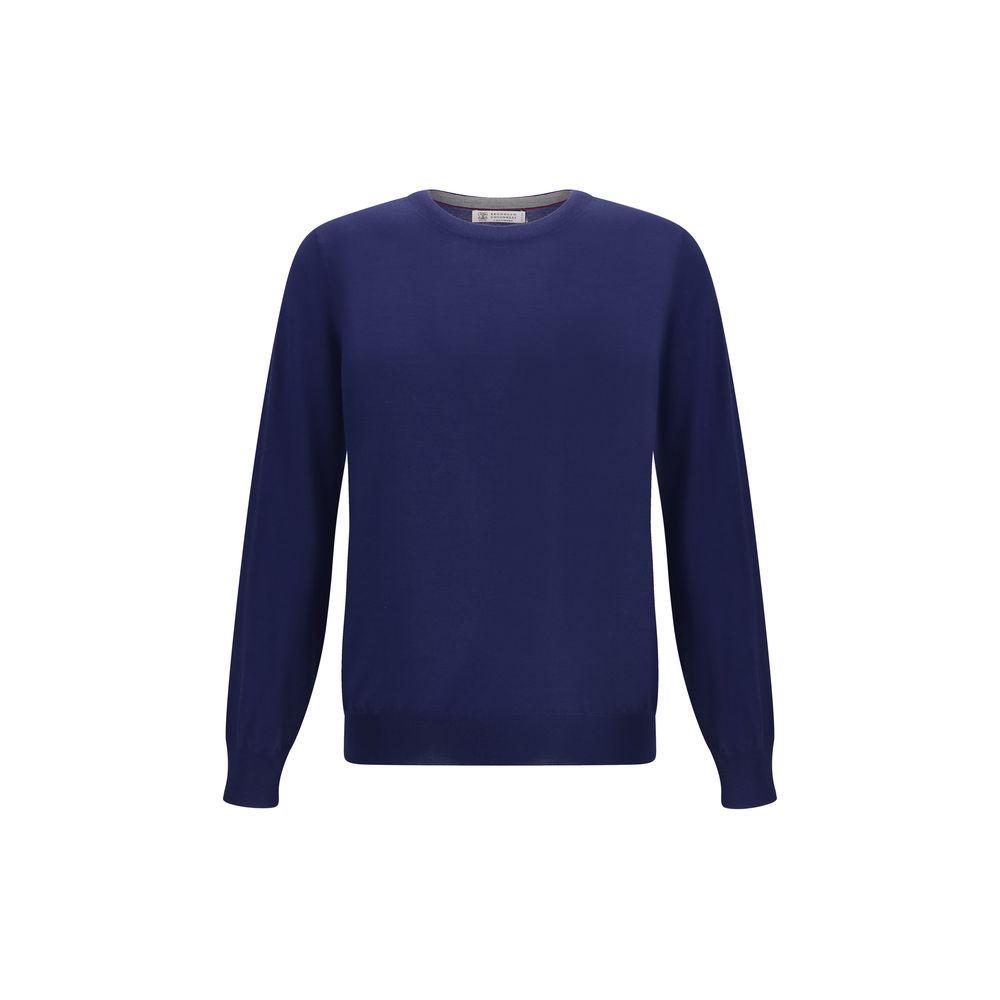 Brunello Cucinelli Blauer Sweatshirt aus Fleece-Wolle