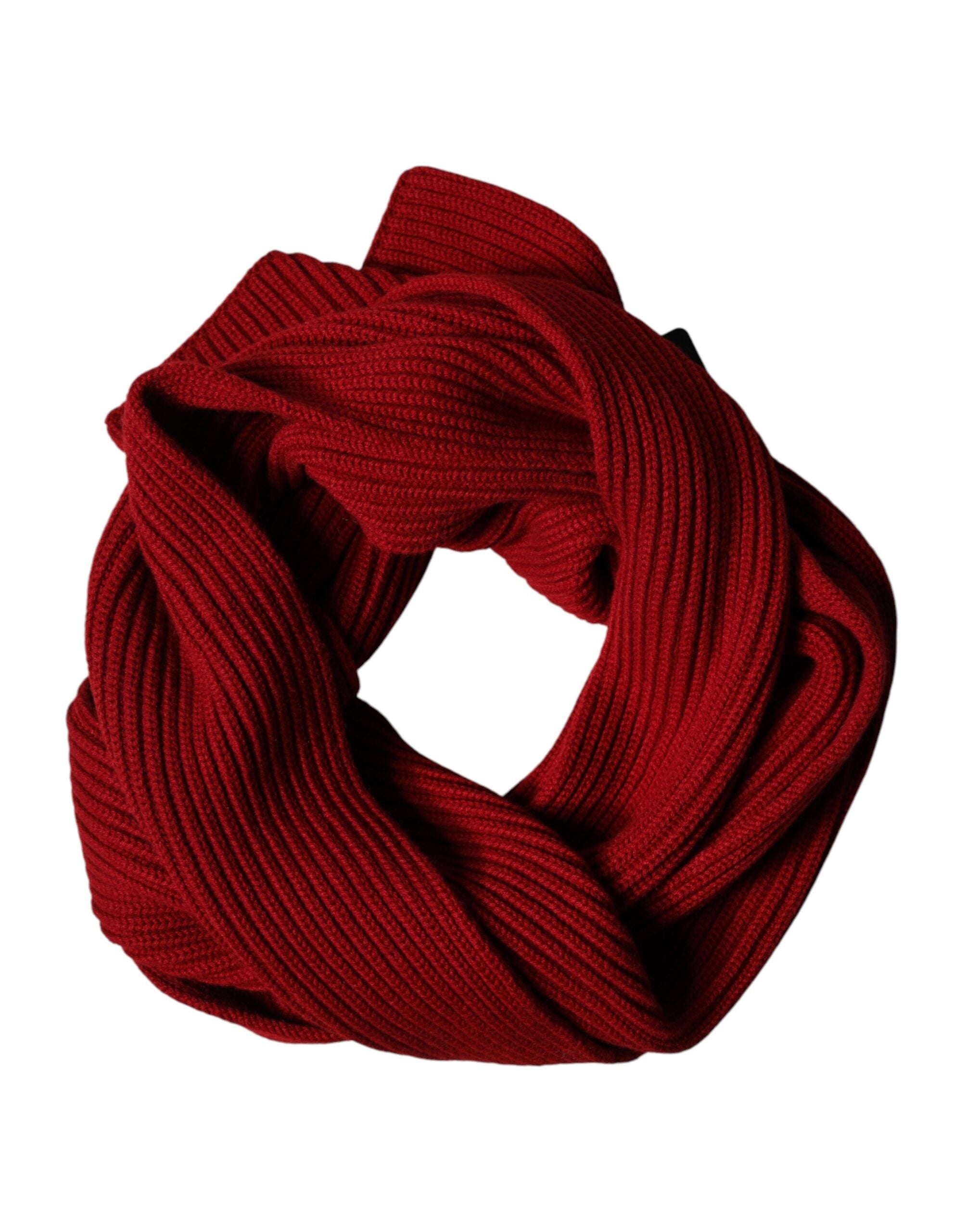 Dolce & Gabbana Red Wool Scarf Knitted Neck Warmer Scarf Men