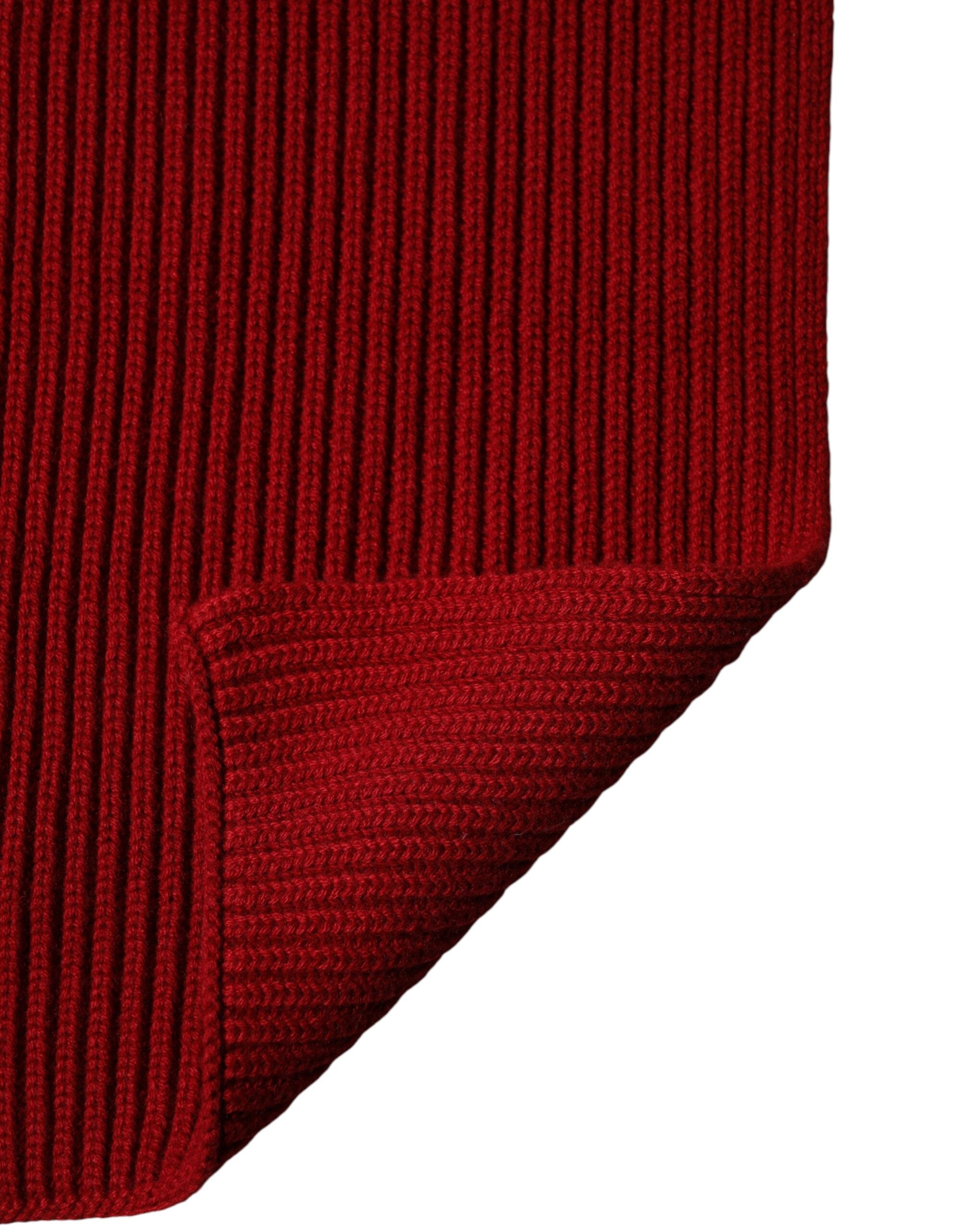 Dolce & Gabbana Red Wool Scarf Knitted Neck Warmer Scarf Men