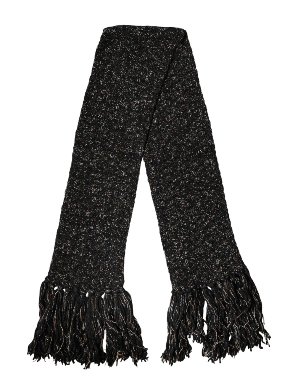 Dolce & Gabbana Schwarzer Wollschal mit Fransen