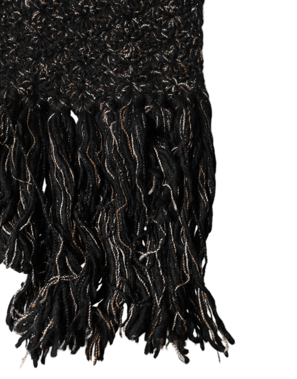 Dolce & Gabbana Schwarzer Wollschal mit Fransen