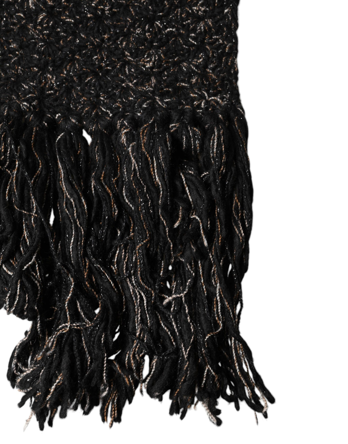 Dolce & Gabbana Schwarzer Wollschal mit Fransen