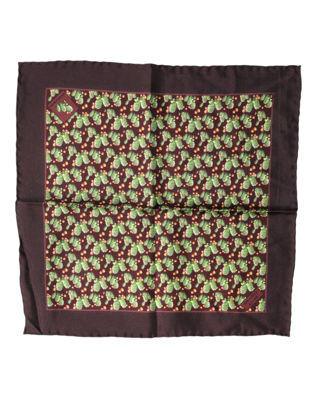 Dolce & Gabbana Brauner Schal im Quadrat mit Kaktus-Print