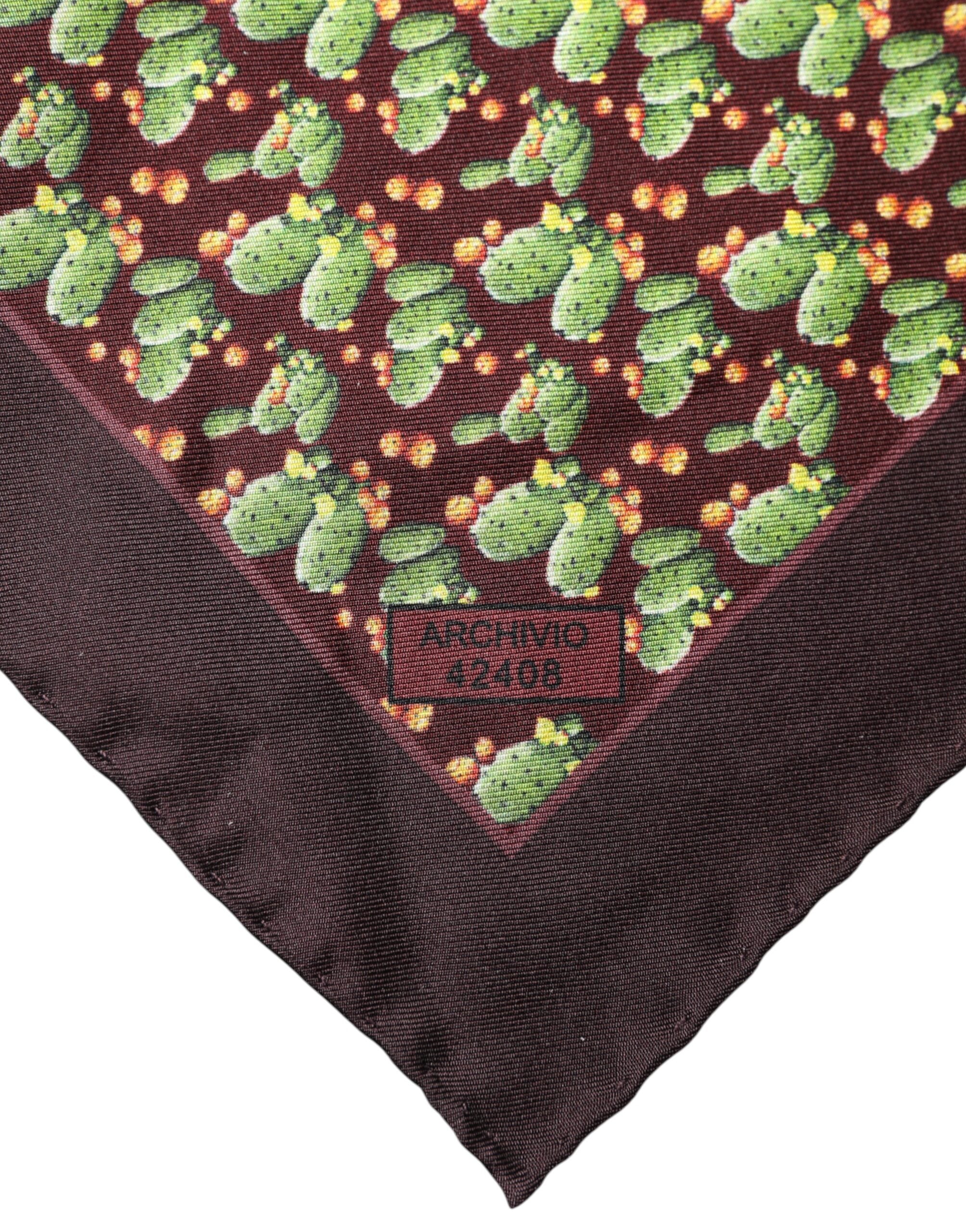 Dolce & Gabbana Brauner Schal im Quadrat mit Kaktus-Print