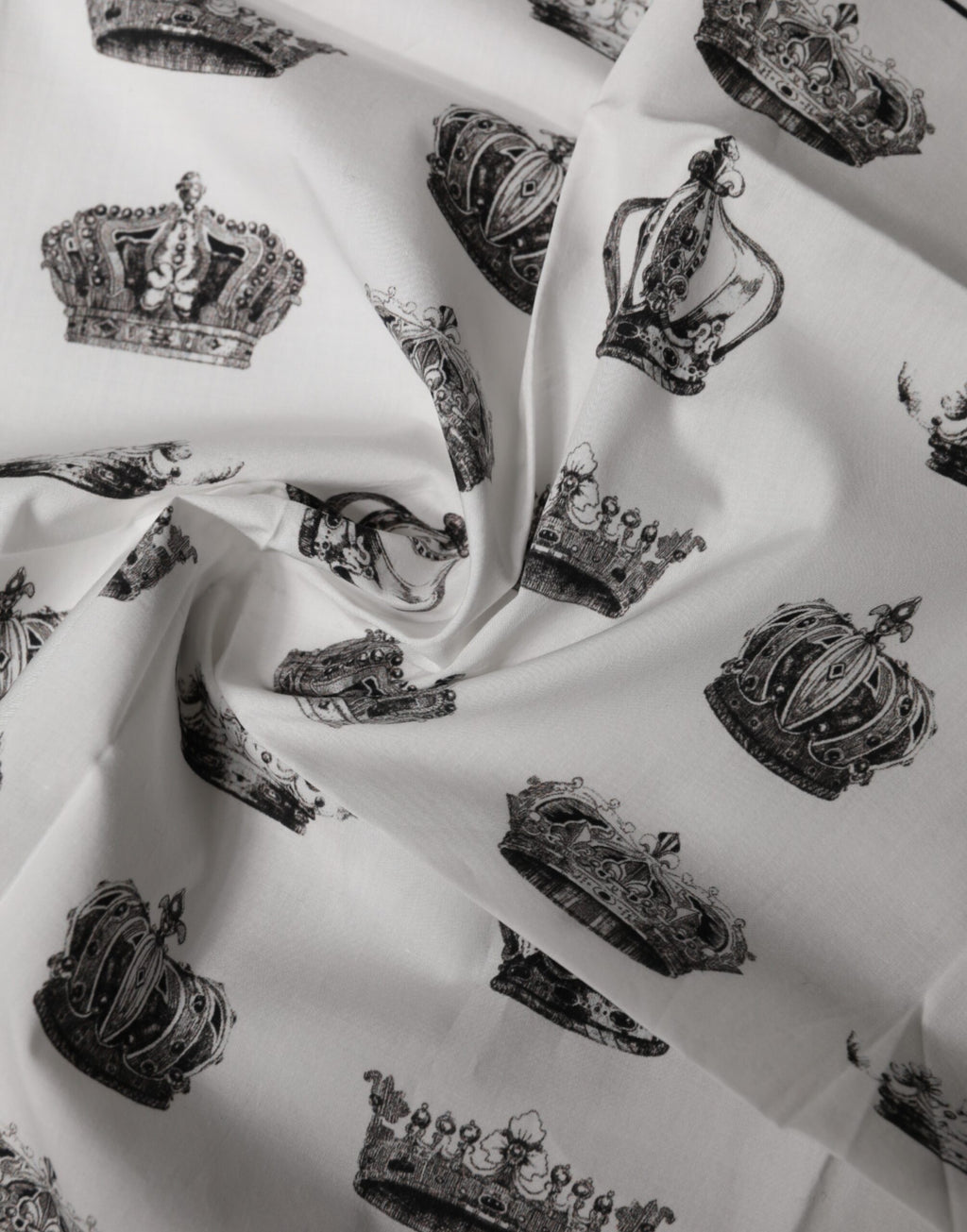 Dolce & Gabbana Weißer Foulard-Schal aus Baumwolle mit Kronen-Print