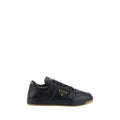 Prada Schwarze Low-Top-Sneaker aus Kalbsleder Bos Taurus