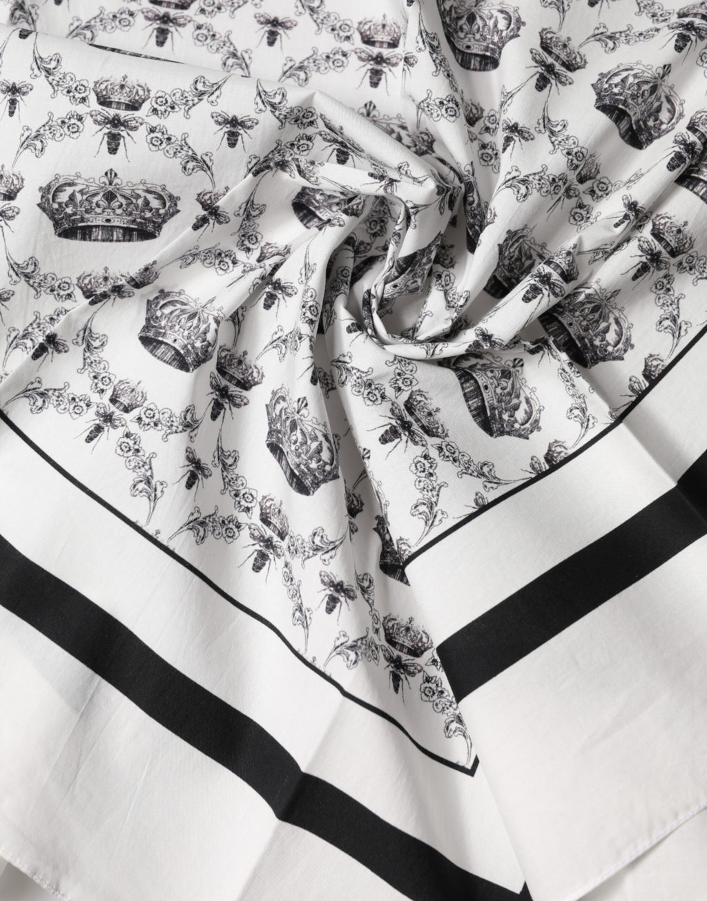 Dolce & Gabbana Men's White Cotton Foulard Scarf with Crown Print