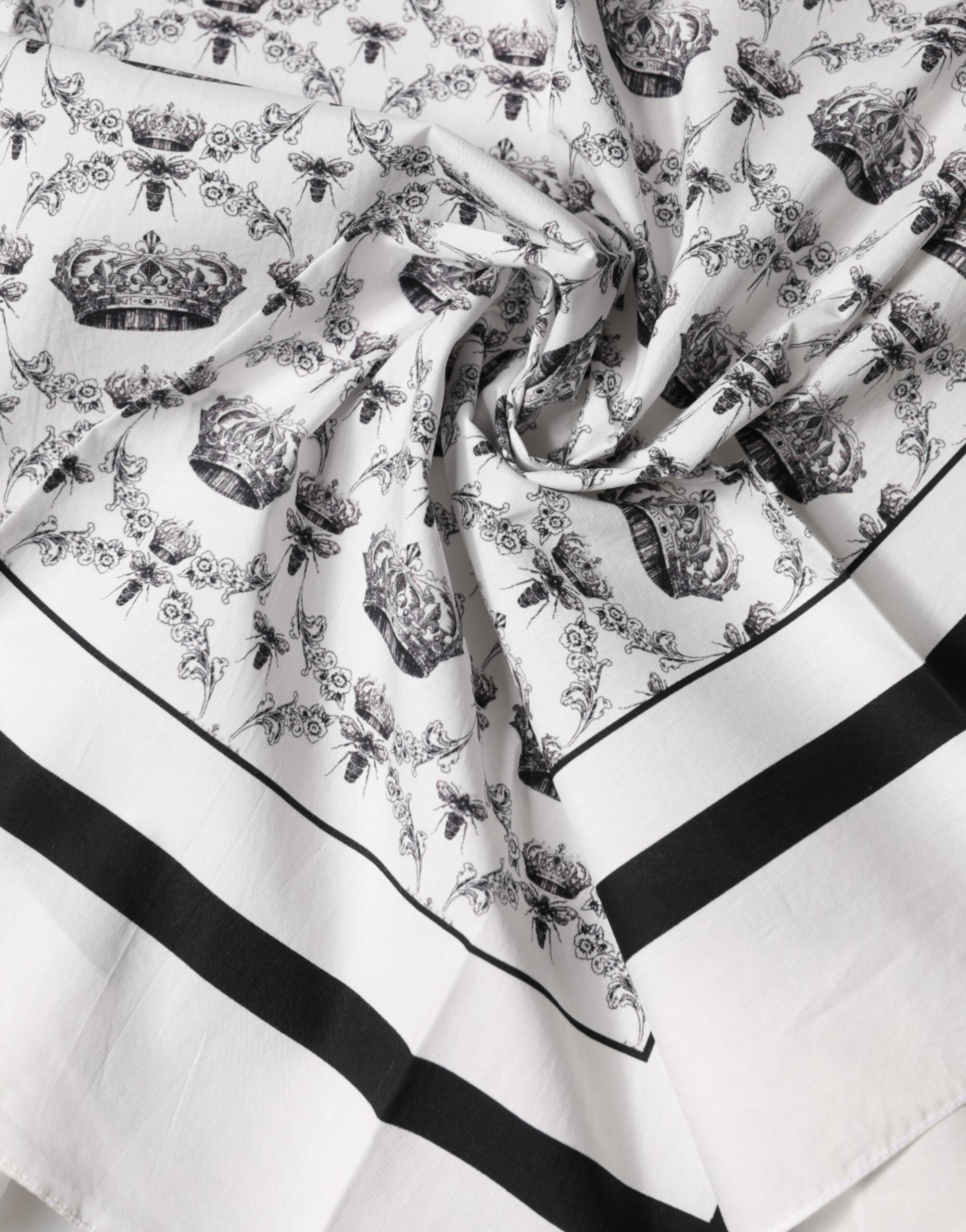 Dolce & Gabbana Men's White Cotton Foulard Scarf with Crown Print