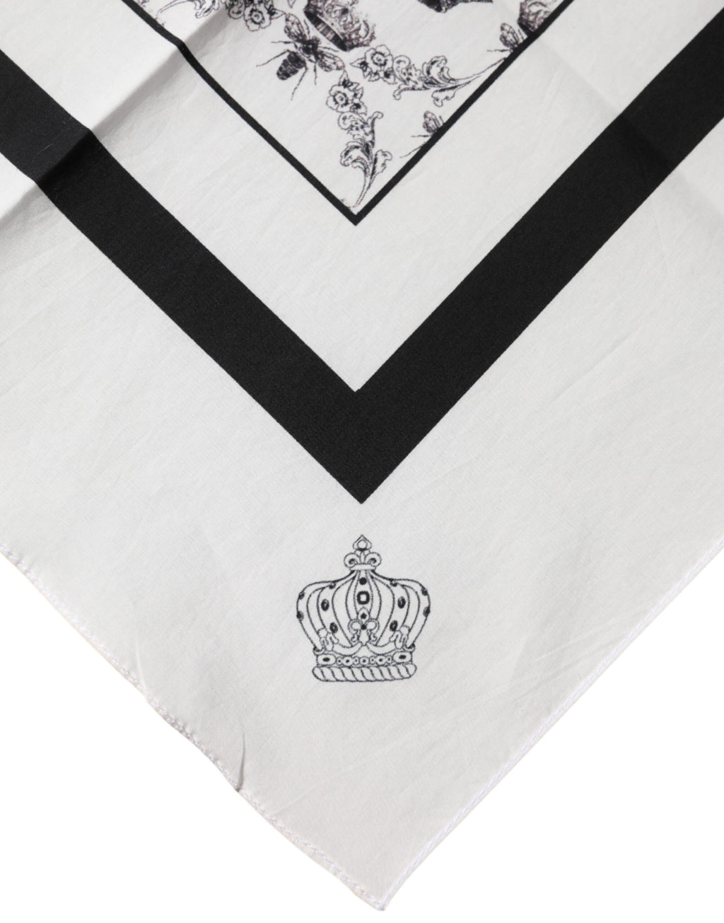 Dolce & Gabbana Men's White Cotton Foulard Scarf with Crown Print
