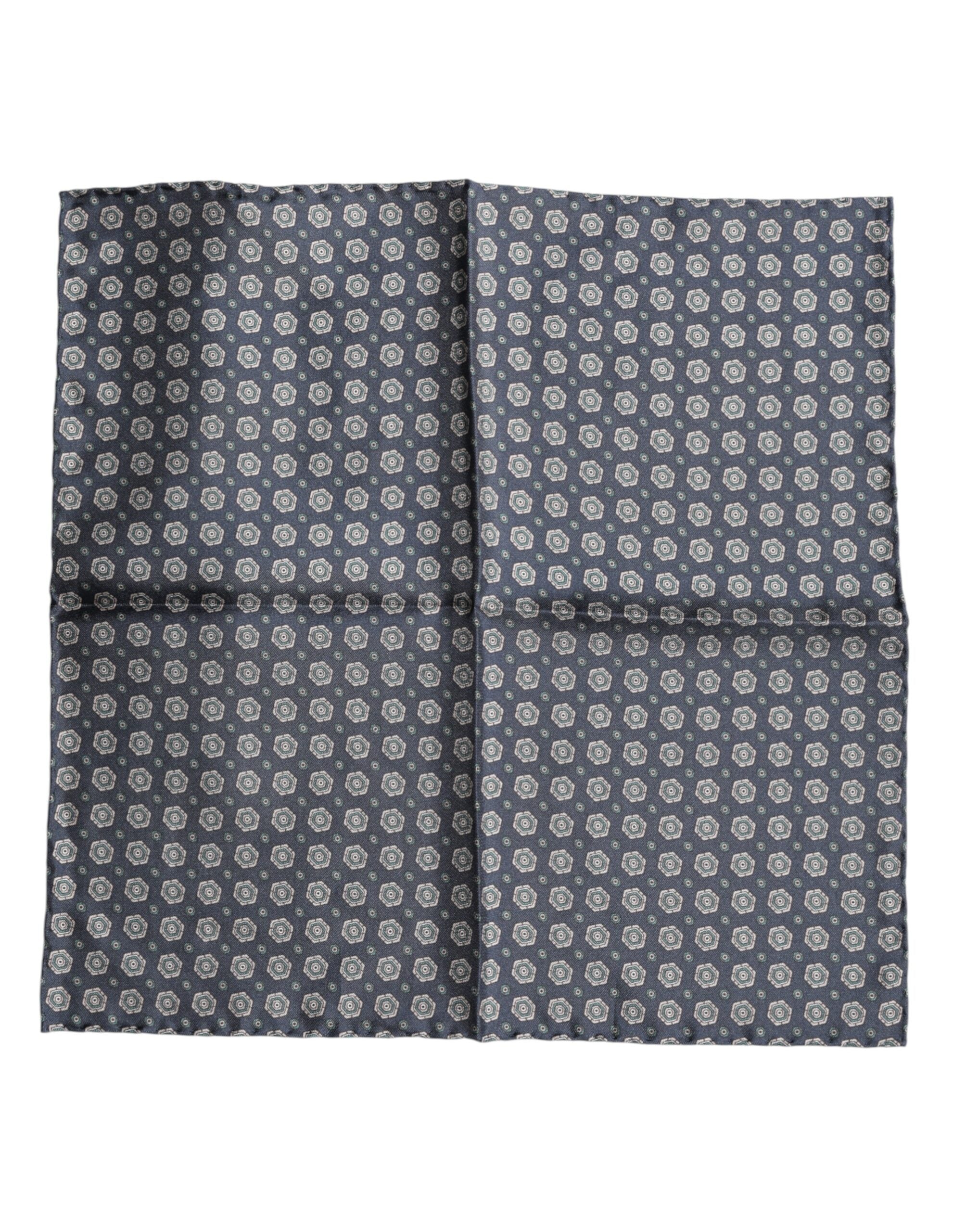 Dolce & Gabbana Blau gemustertes Seiden-Einstecktuch-Schal