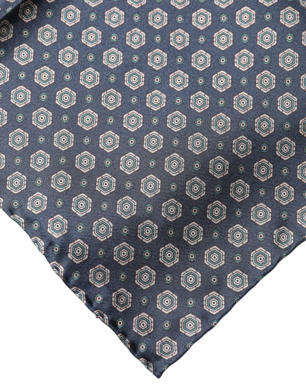 Dolce & Gabbana Blau gemustertes Seiden-Einstecktuch-Schal