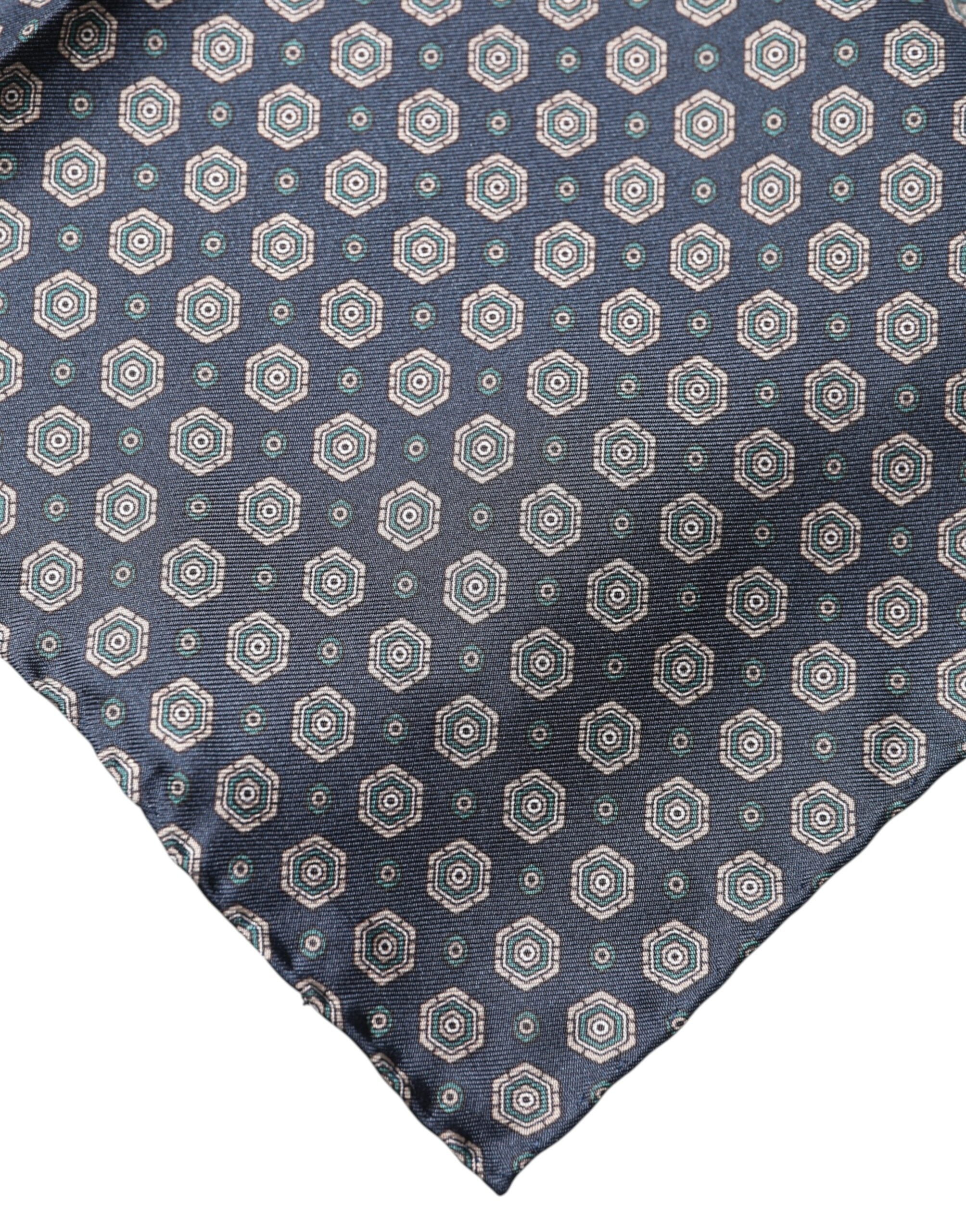 Dolce & Gabbana Blau gemustertes Seiden-Einstecktuch-Schal