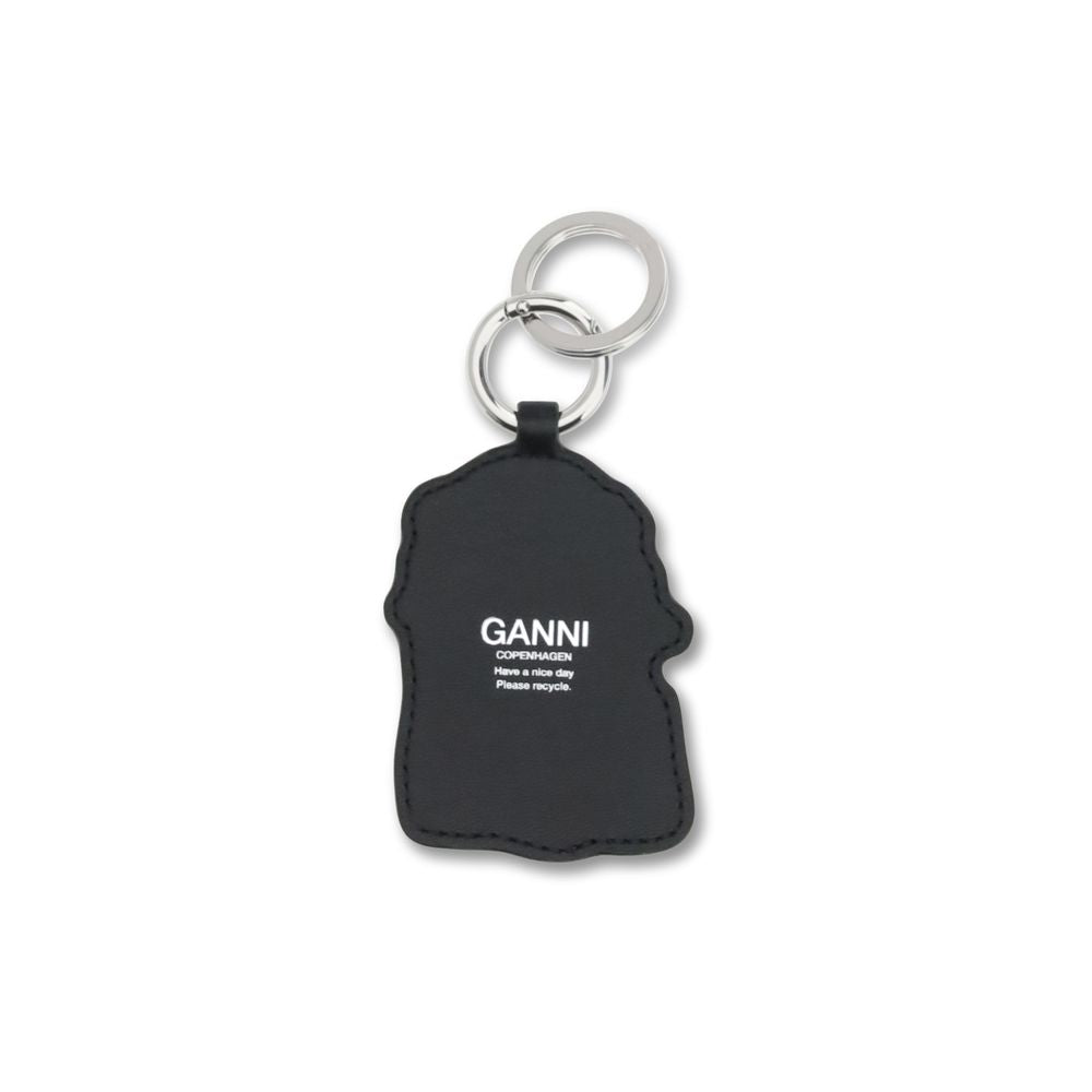 Ganni white recycled leather keychain