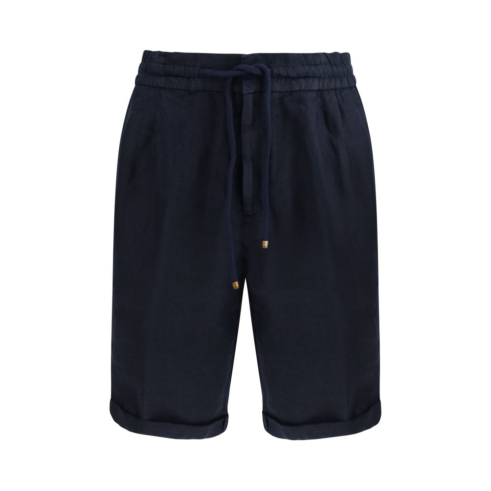 Brunello Cucinelli Blaue Leinen-Bermudashorts