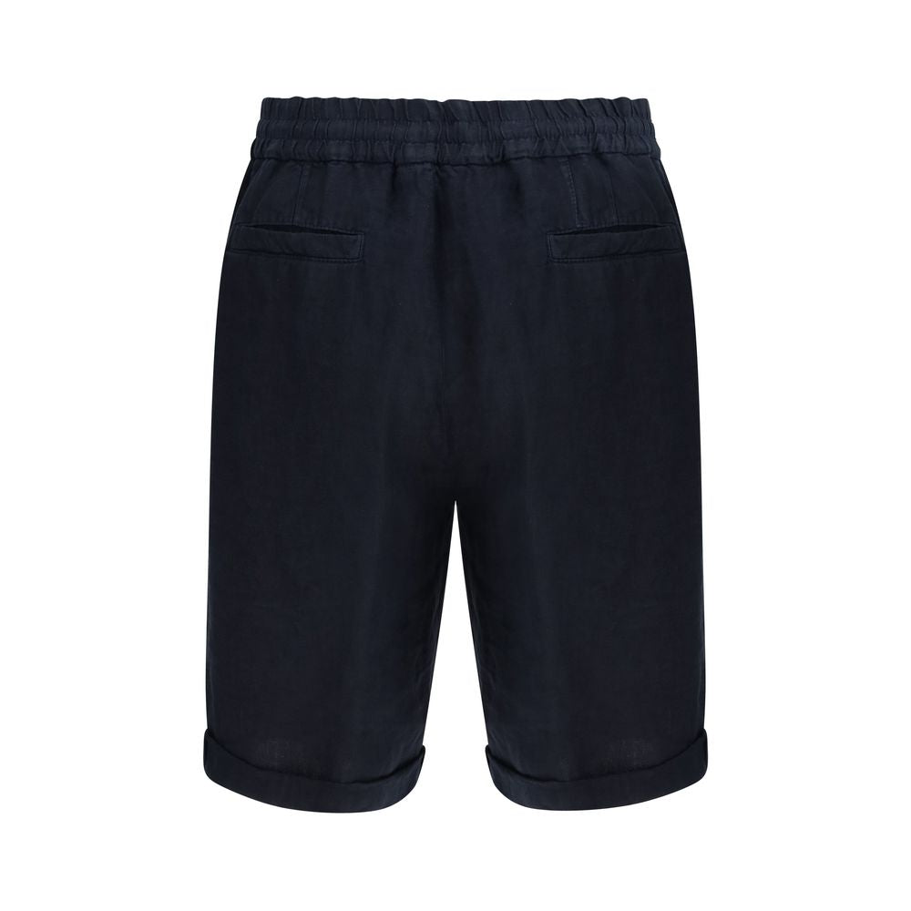 Brunello Cucinelli Blaue Leinen-Bermudashorts